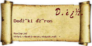 Deáki Áron névjegykártya