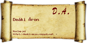 Deáki Áron névjegykártya